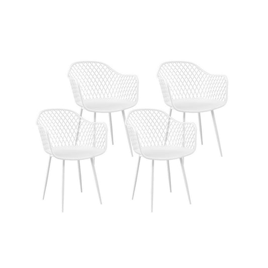 TWSC 4PC Outdoor Dining Chairs PP Lounge Chair Patio Furniture Garden White