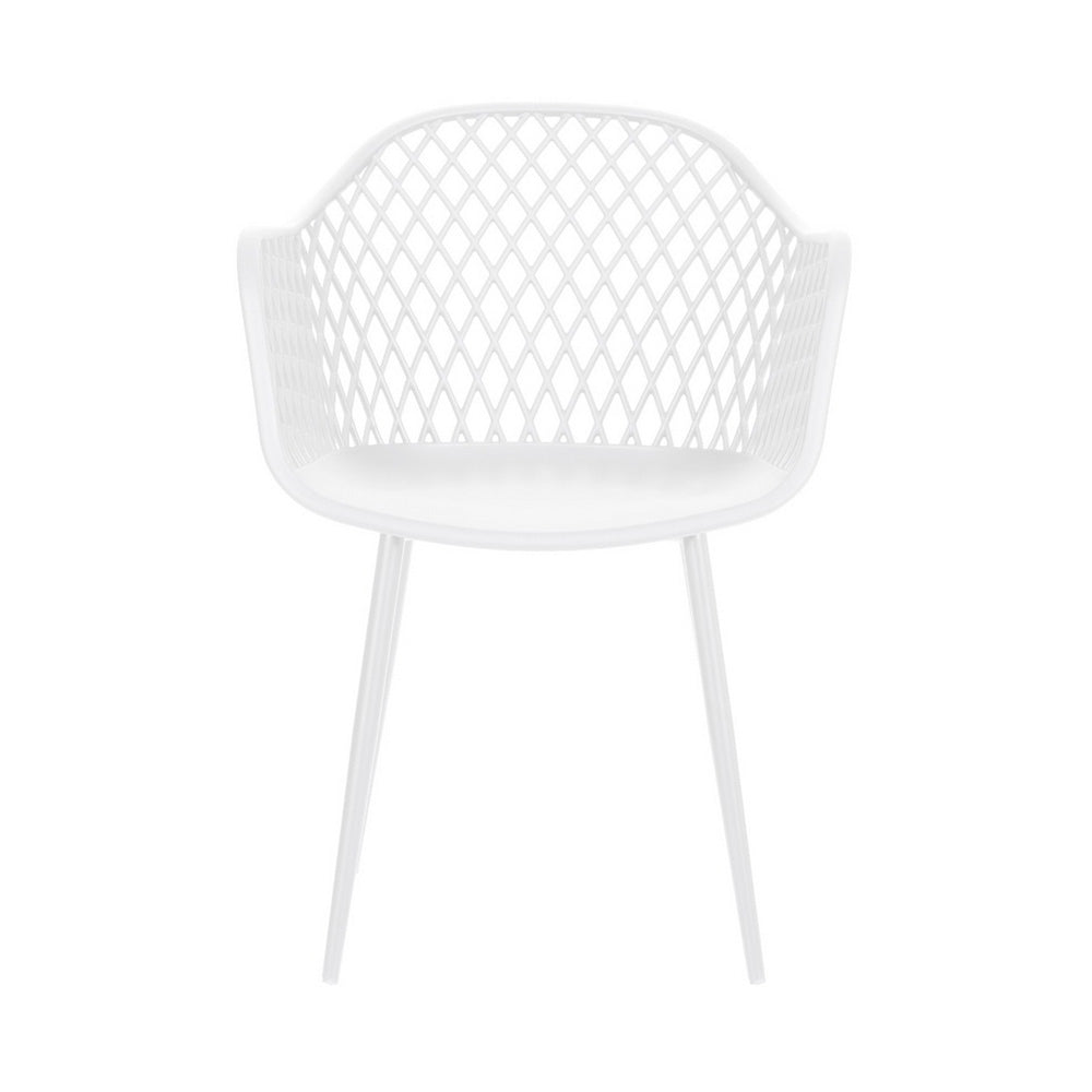 Outdoor Dining Chairs – Water and UV Resistant, White PP, Set of 4