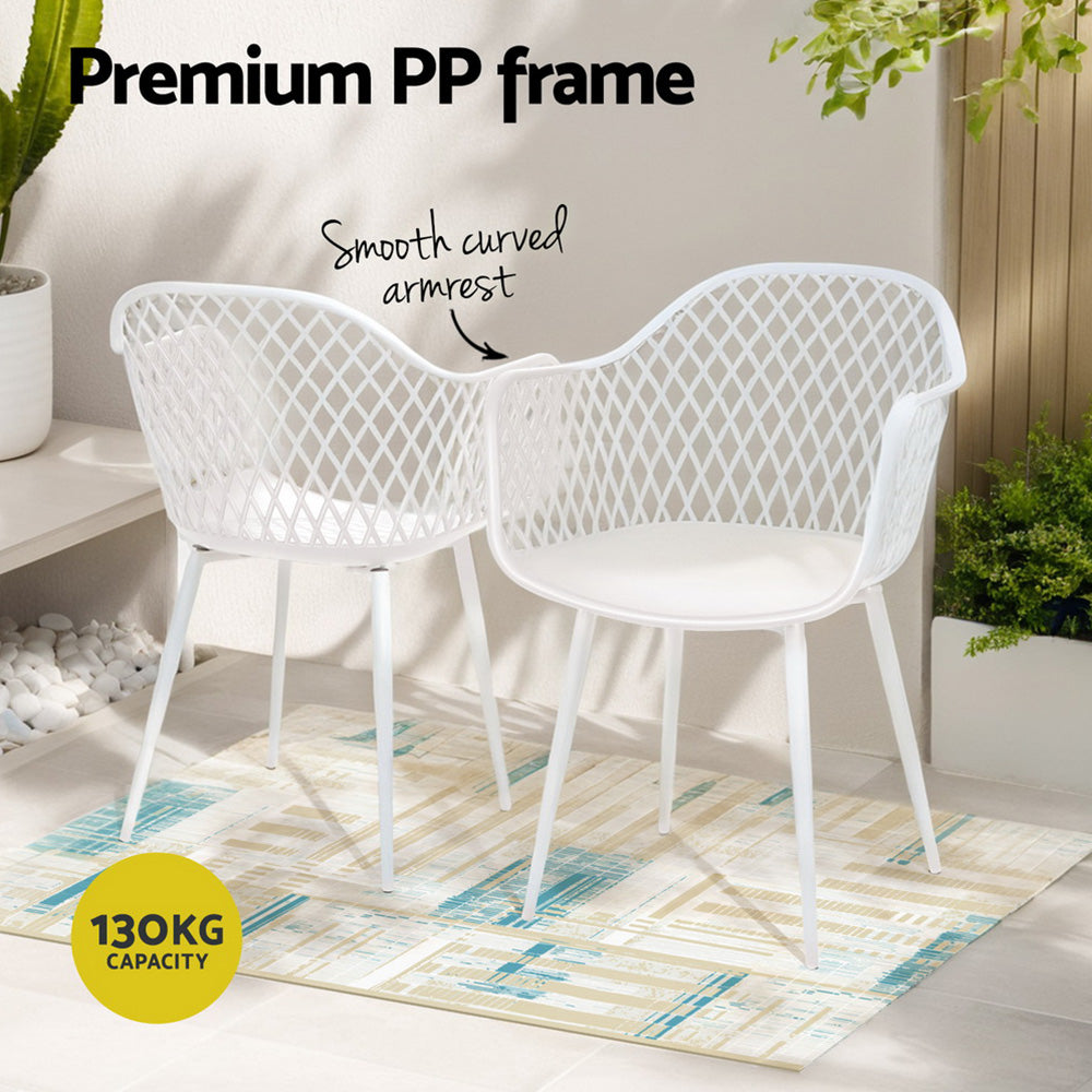 Outdoor Dining Chairs – Water and UV Resistant, White PP, Set of 4