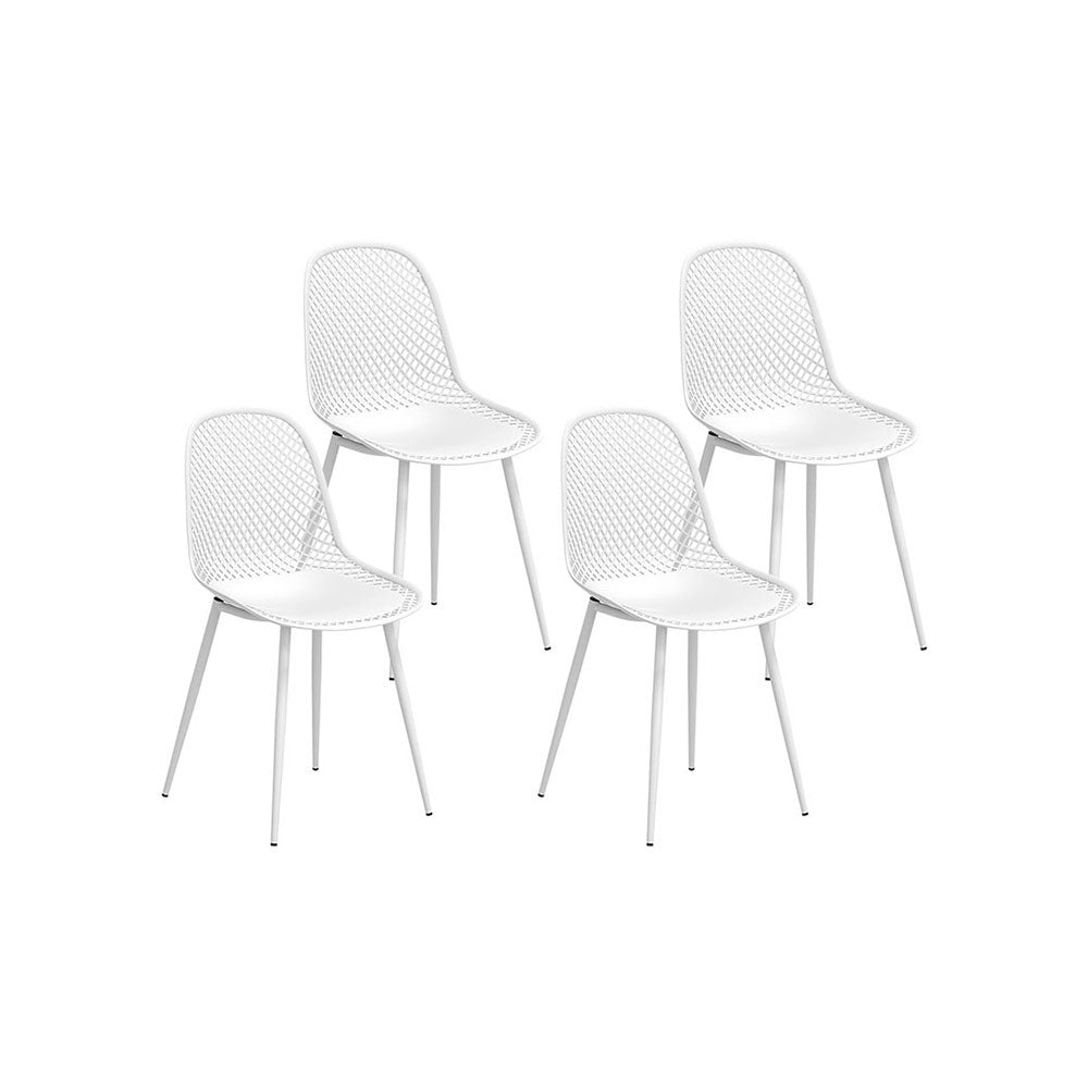 Outdoor Dining Chairs Set – Water and UV Resistant, White, PP Frame