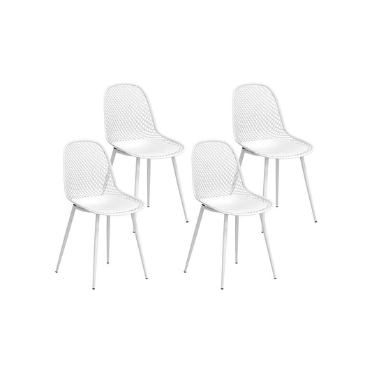 TWSC 4PC Outdoor Dining Chairs PP Lounge Chair Patio Garden Furniture White