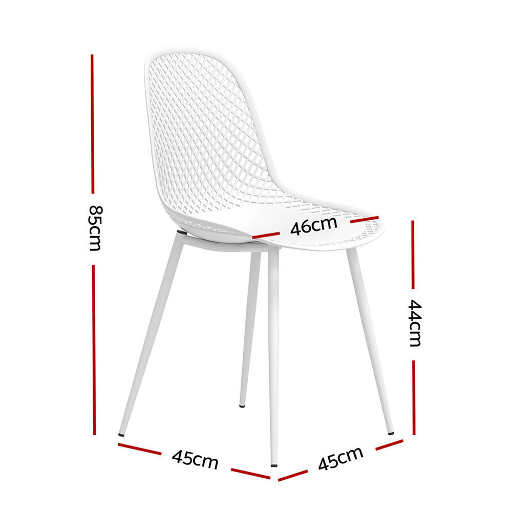 Outdoor Dining Chairs Set – Water and UV Resistant, White, PP Frame