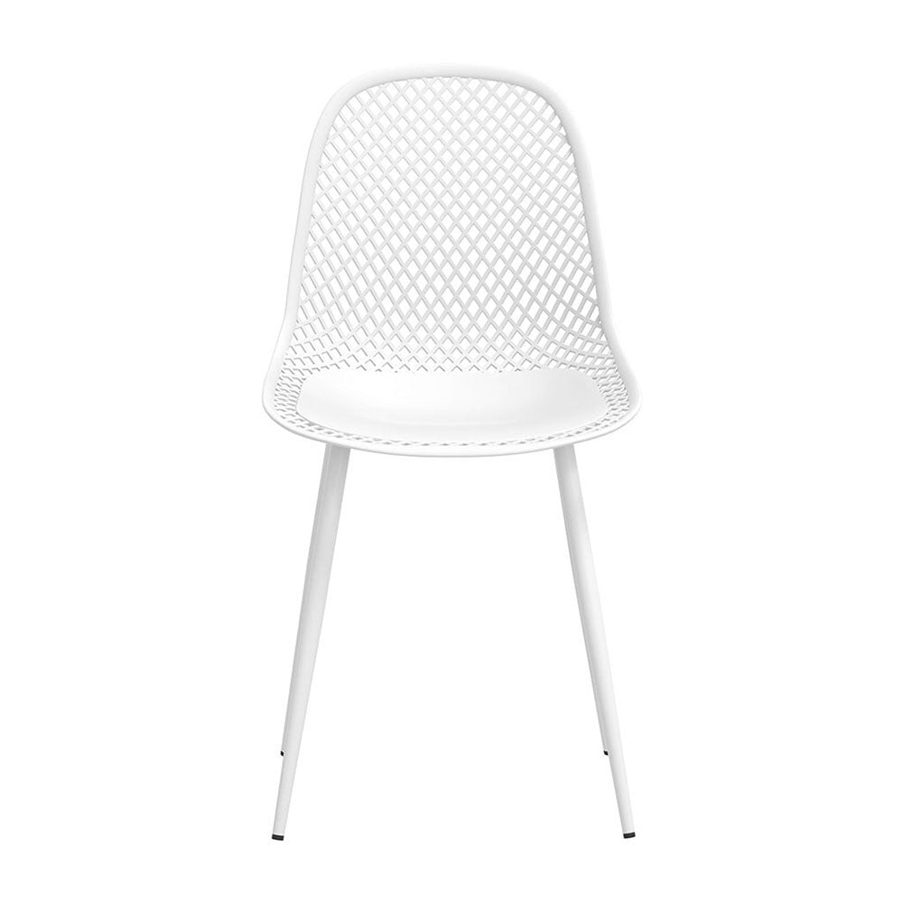 Outdoor Dining Chairs Set – Water and UV Resistant, White, PP Frame