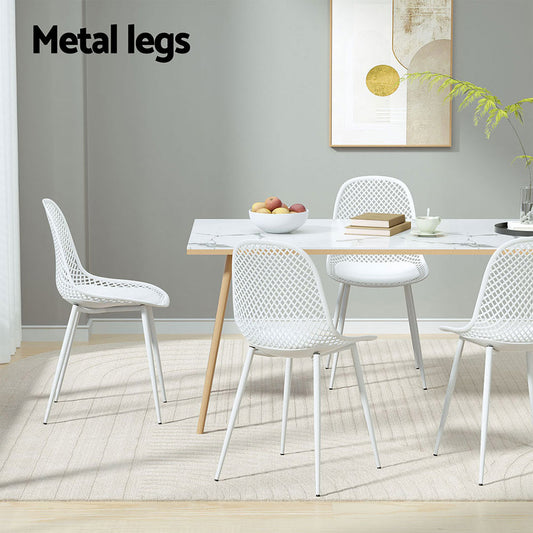 Outdoor Dining Chairs Set – Water and UV Resistant, White, PP Frame