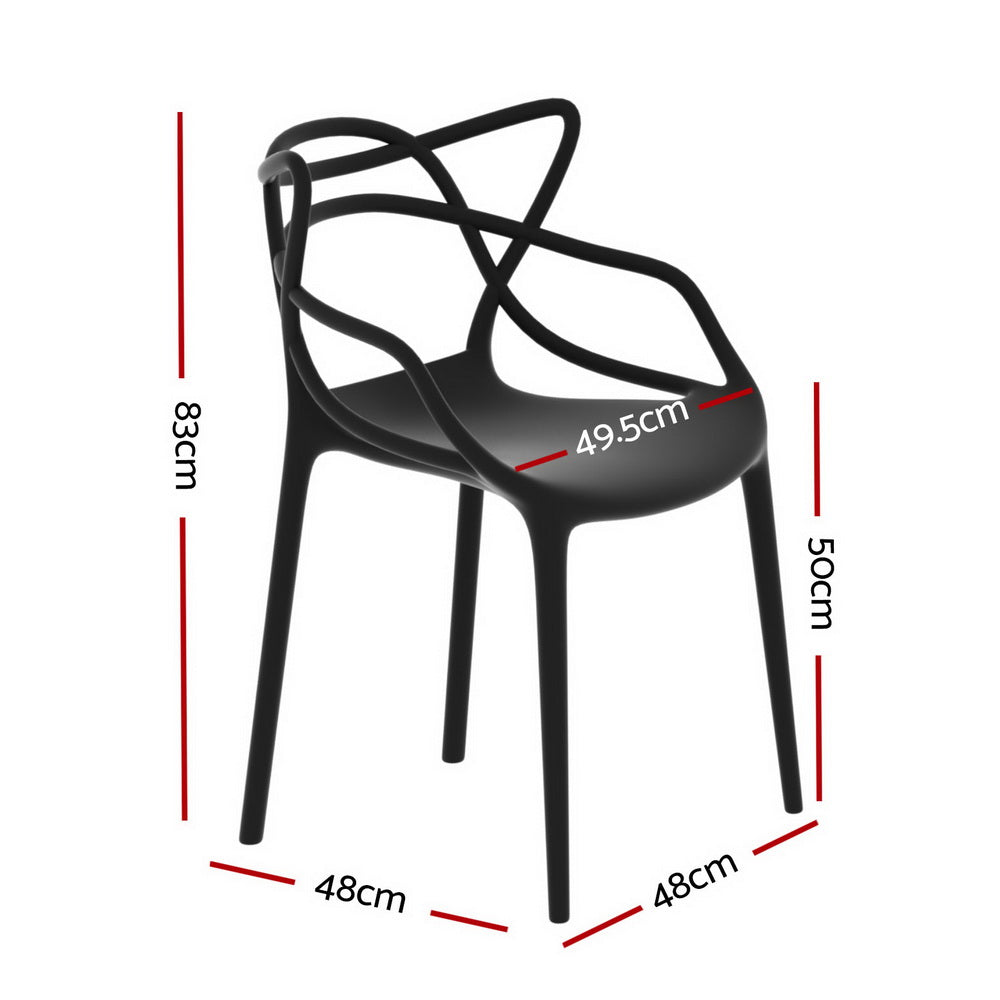 Outdoor Stackable Dining Chairs – Portable, Water-Resistant PP, Black, Set of 4