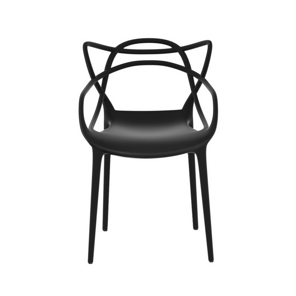 Outdoor Stackable Dining Chairs – Portable, Water-Resistant PP, Black, Set of 4