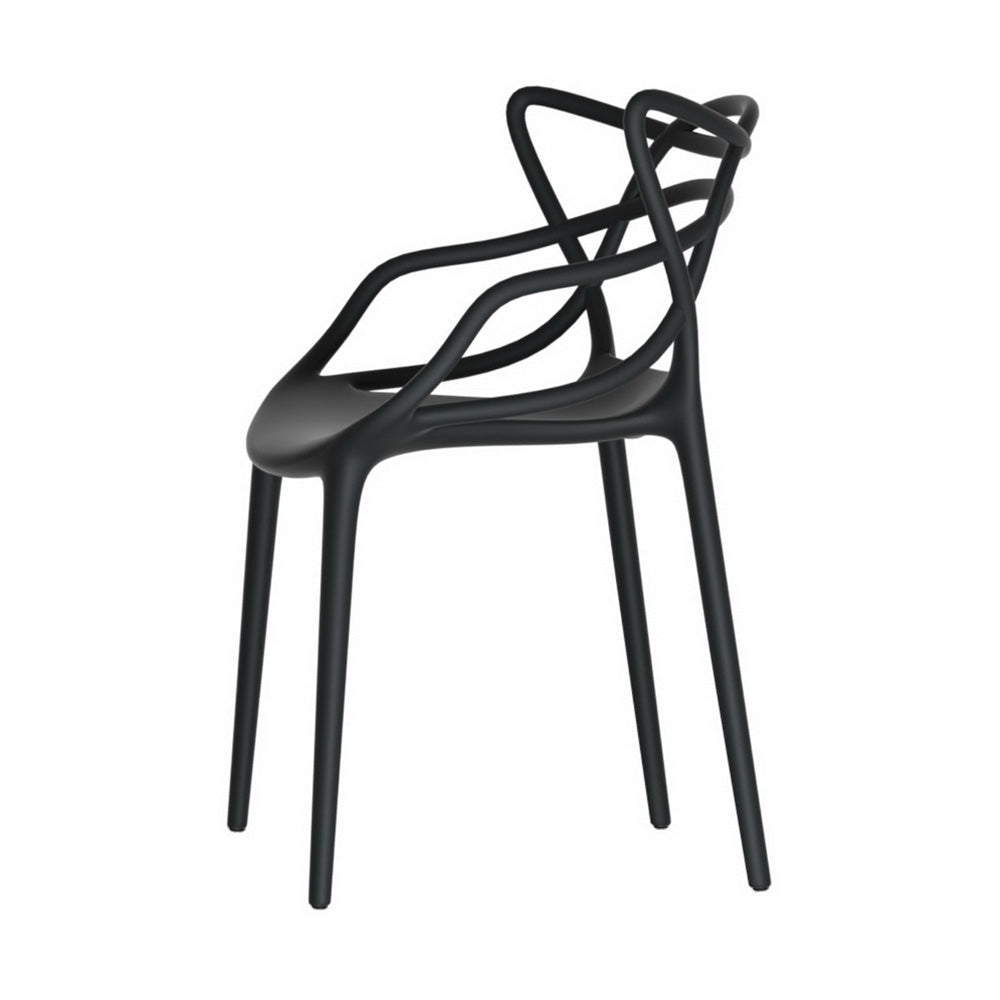 Outdoor Stackable Dining Chairs – Portable, Water-Resistant PP, Black, Set of 4
