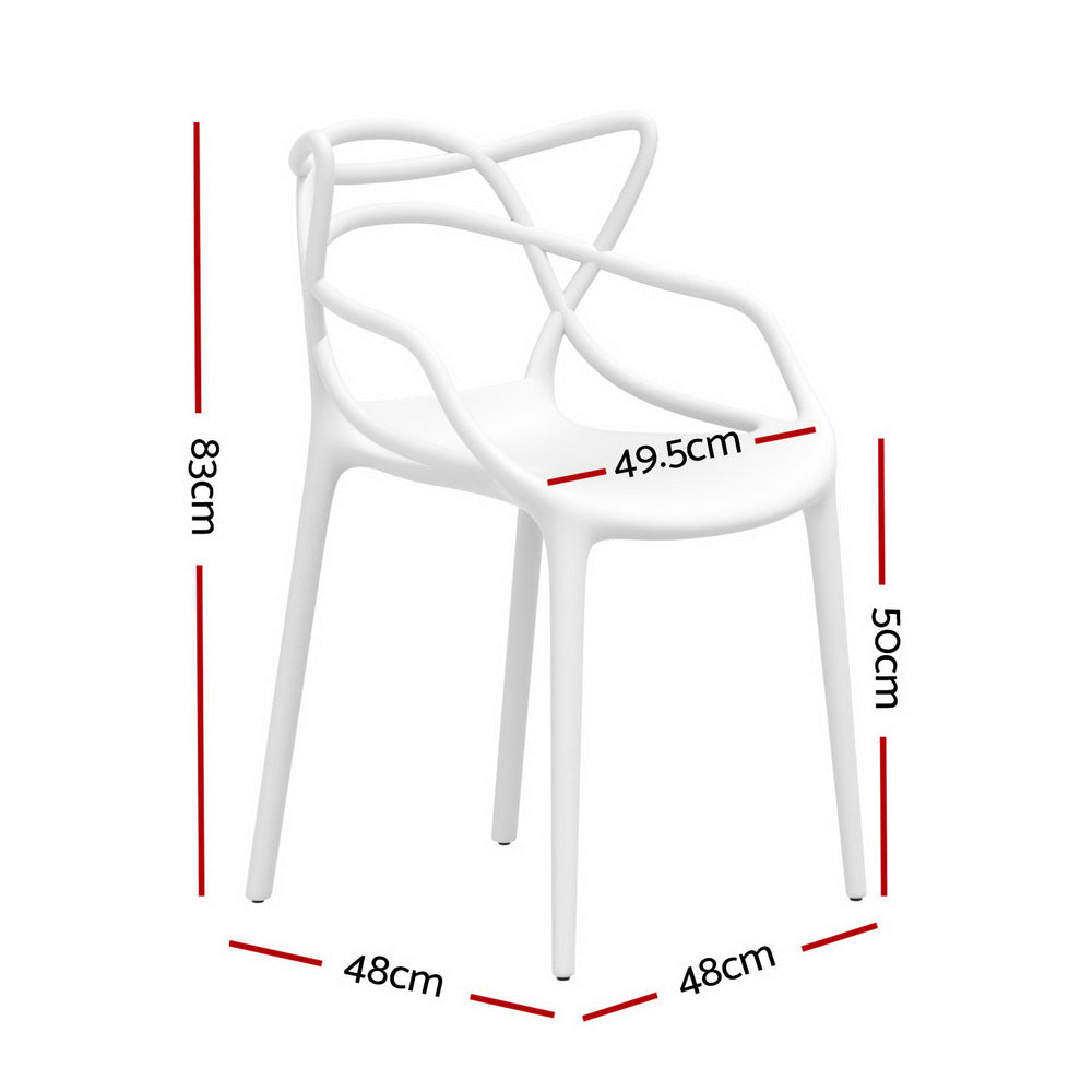 TWSC 4PC Outdoor Dining Chairs PP Portable Stackable Chair Patio Furniture White