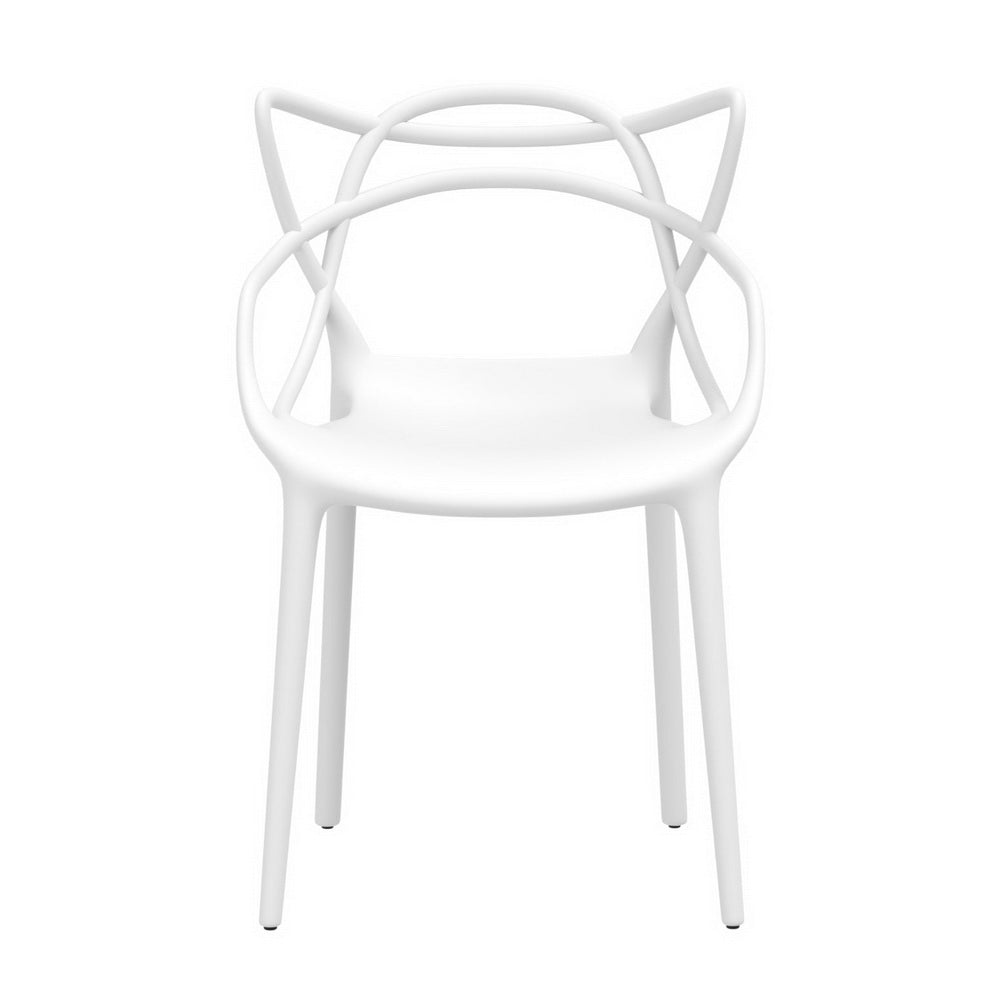 TWSC 4PC Outdoor Dining Chairs PP Portable Stackable Chair Patio Furniture White