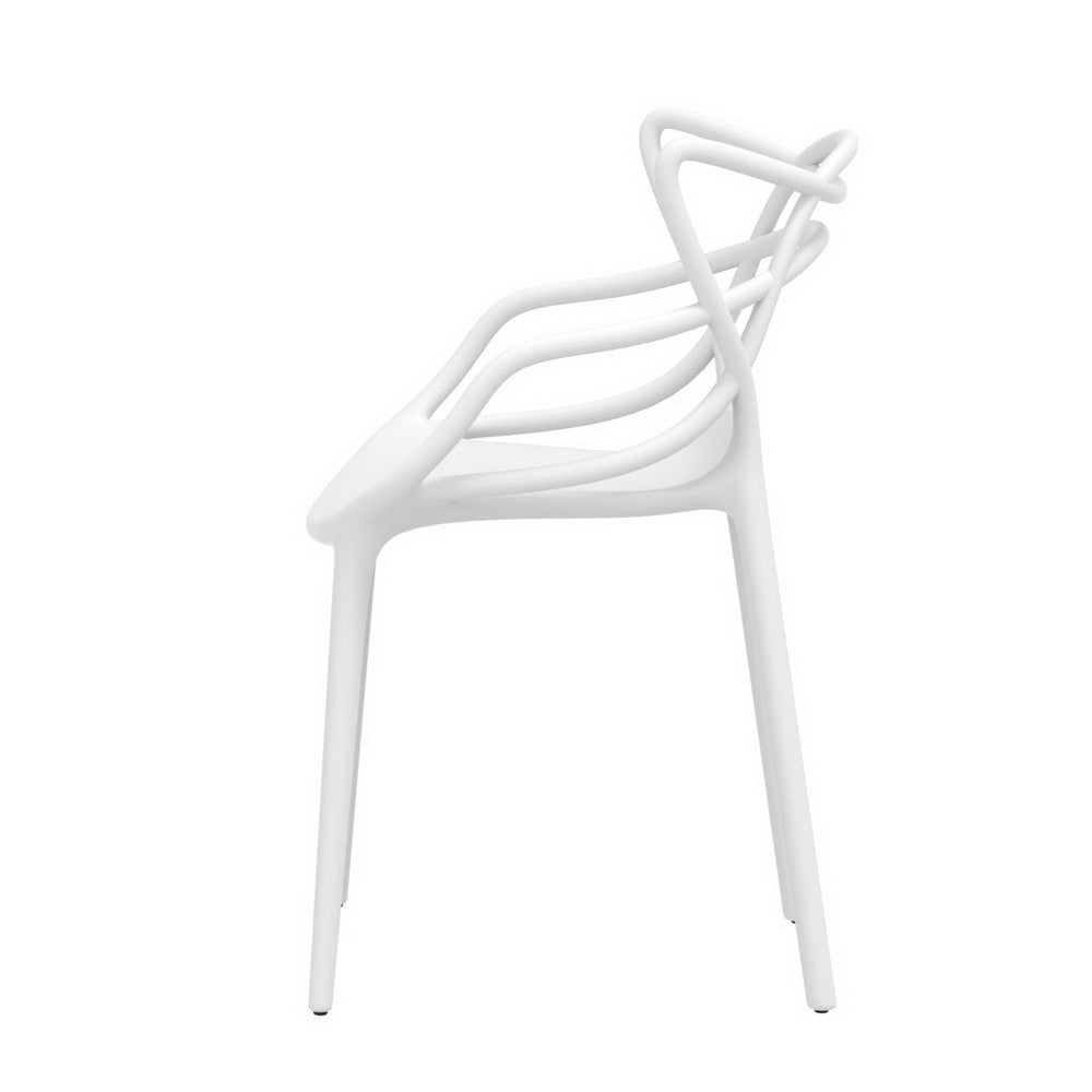 TWSC 4PC Outdoor Dining Chairs PP Portable Stackable Chair Patio Furniture White