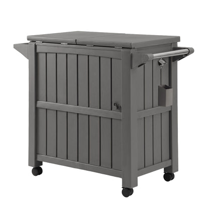 TWSC Outdoor Storage Cabinet Box 80L Ice Bucket Cooler Rolling Serving Cart Kitchen Trolley Brown