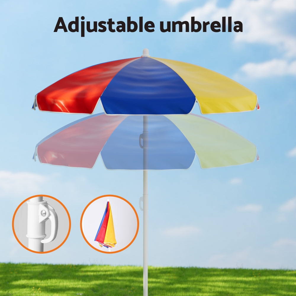 Kids Table and Chairs Set with Adjustable Umbrella – Multicolour, Indoor & Outdoor