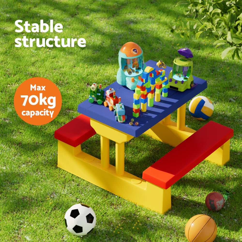 Kids Table and Chairs Set with Adjustable Umbrella – Multicolour, Indoor & Outdoor