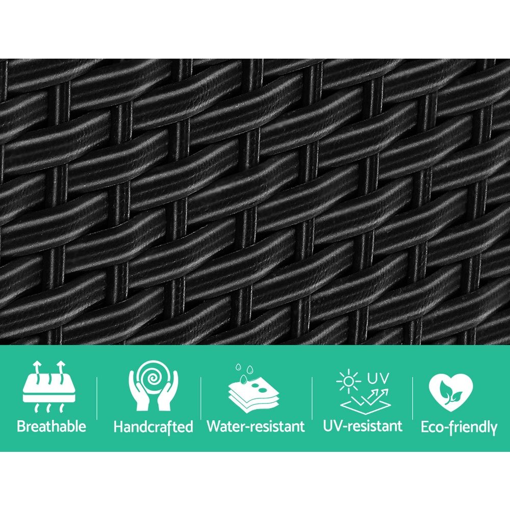 TWSC Outdoor Setting Wicker Loveseat Birstro Set Patio Garden Furniture Black