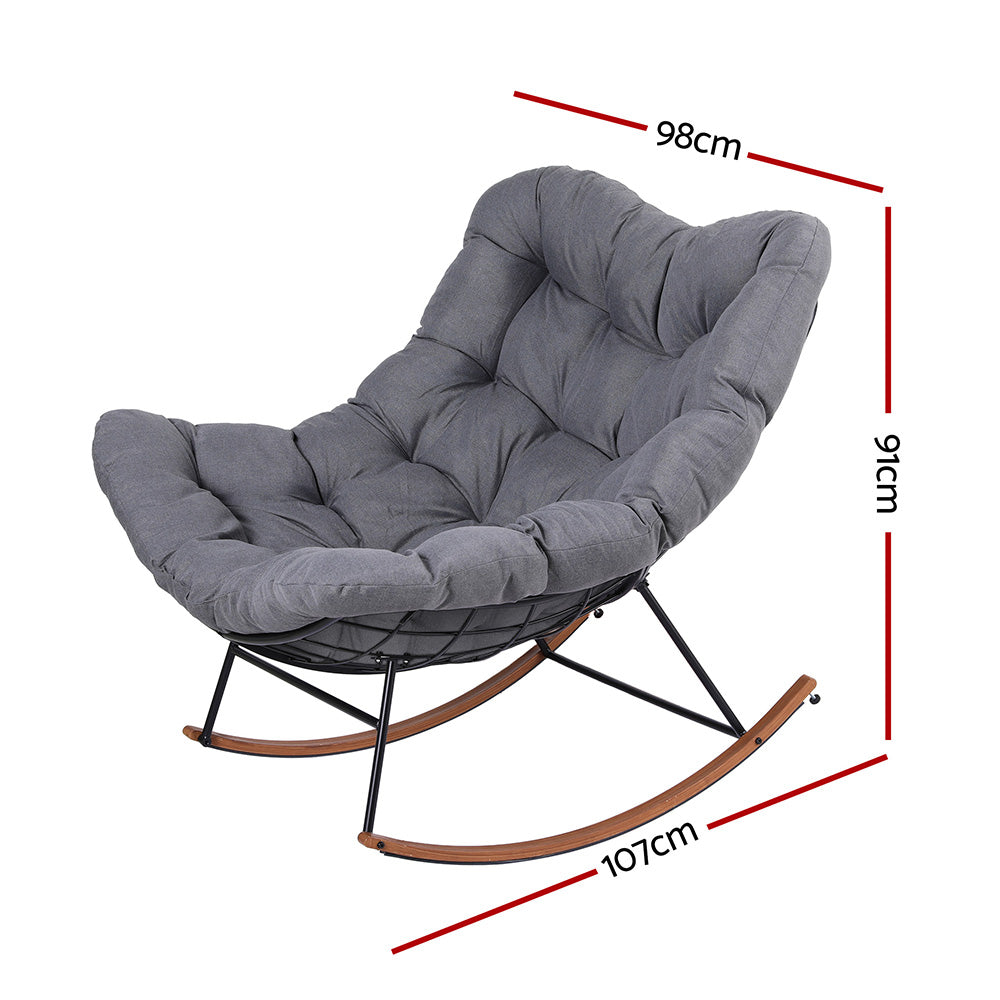 TWSC Outdoor Rocking Chair Furniture Papasan Recliner Garden Patio Lounge Setting