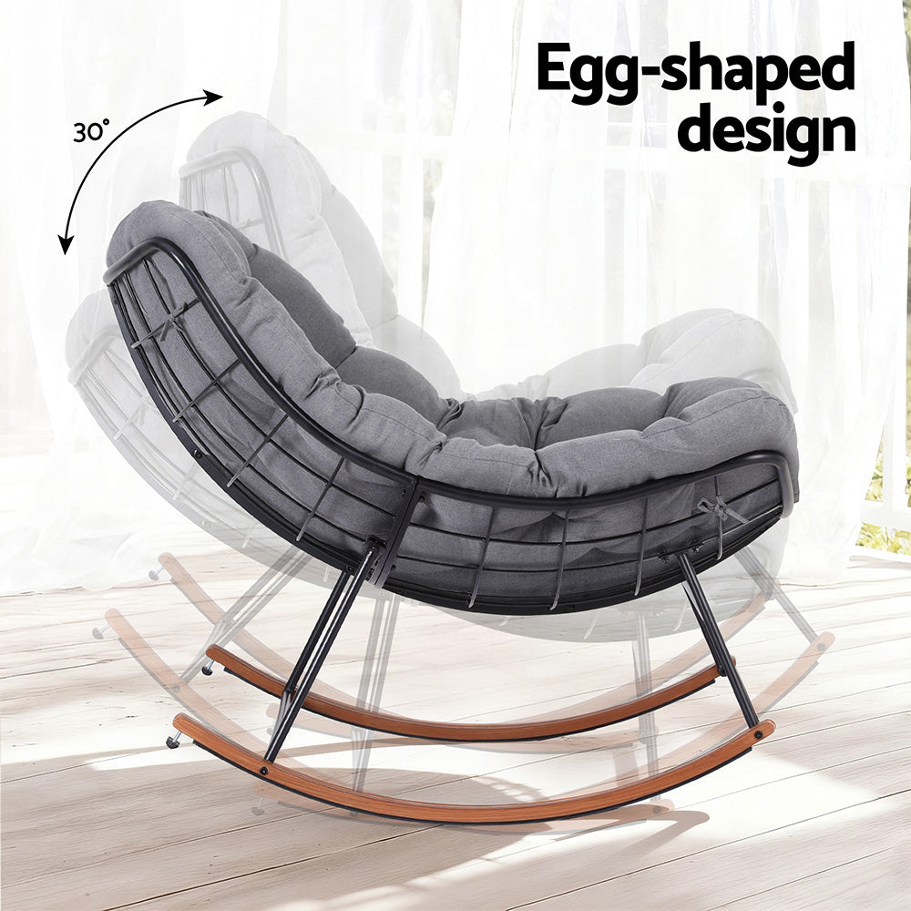 TWSC Outdoor Rocking Chair Furniture Papasan Recliner Garden Patio Lounge Setting