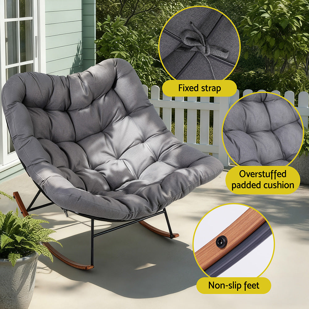 TWSC Outdoor Rocking Chair Furniture Papasan Recliner Garden Patio Lounge Setting