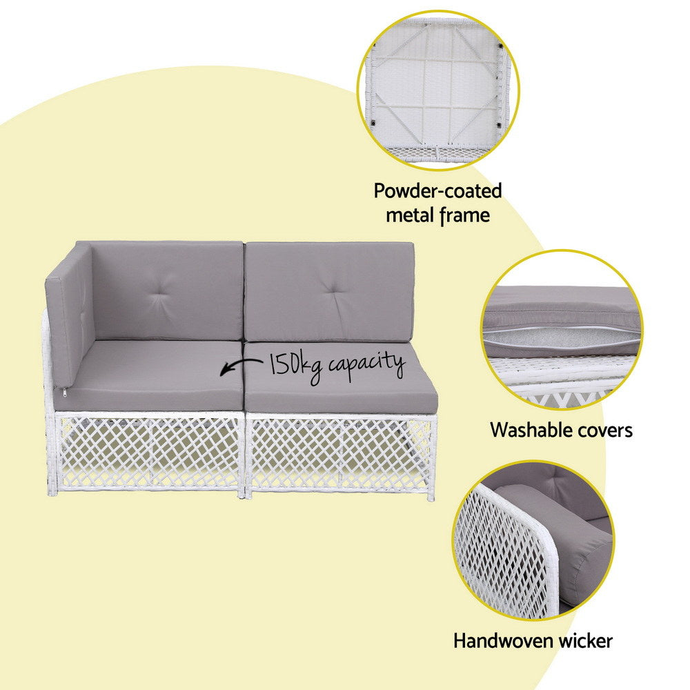 4-Seater Outdoor Sofa Set – 5-Piece Rattan Patio Furniture with Cushions