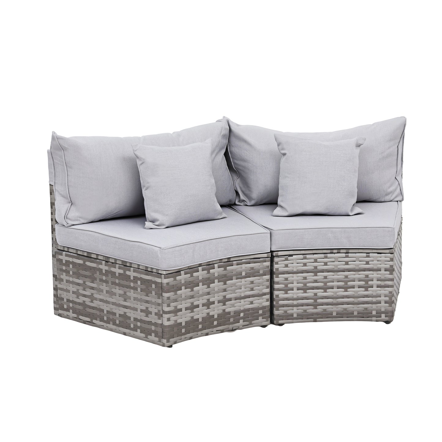 TWSC 2 PCS Outdoor Sofa Set Rattan Modular Chair Garden Patio Furniture Grey