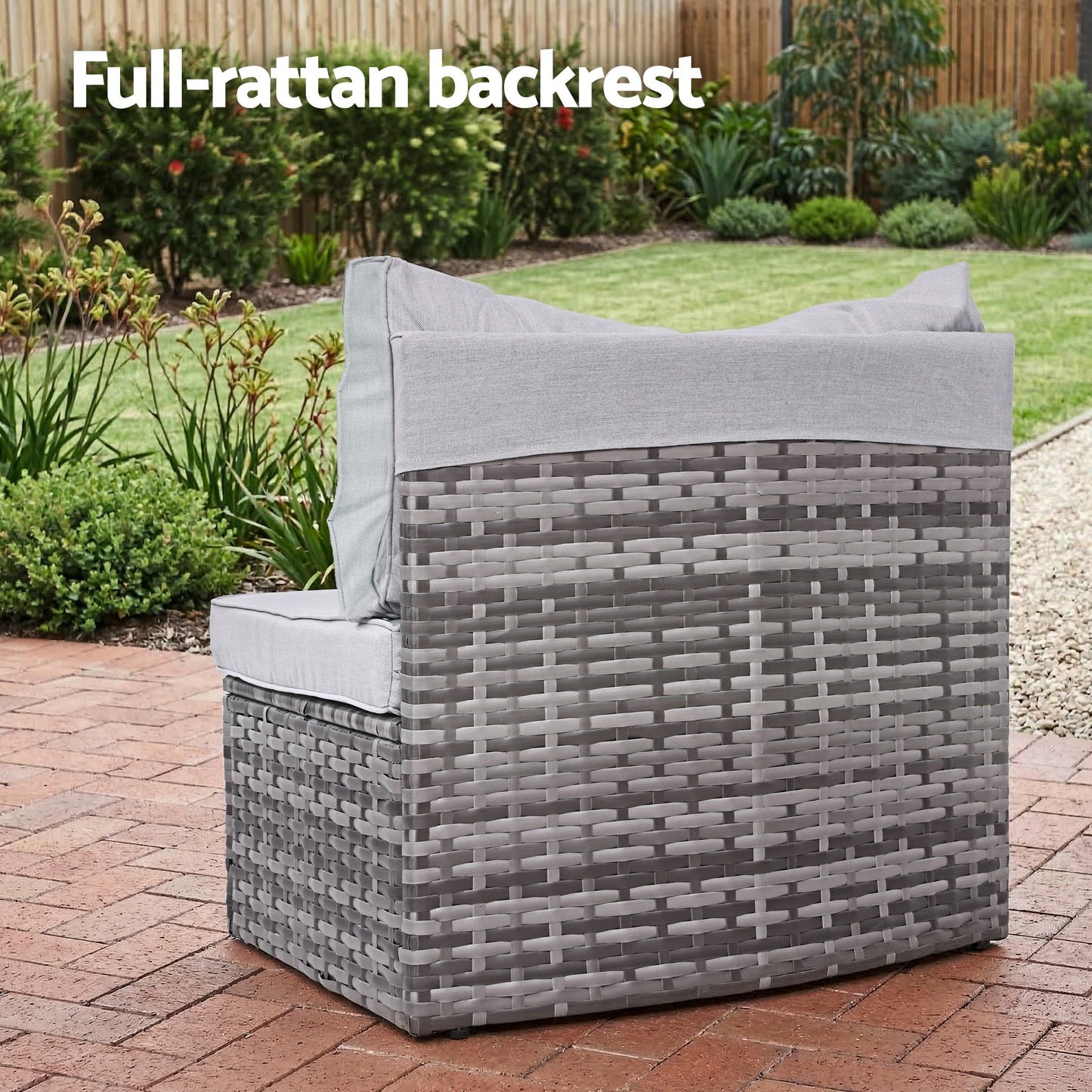 TWSC 2 PCS Outdoor Sofa Set Rattan Modular Chair Garden Patio Furniture Grey