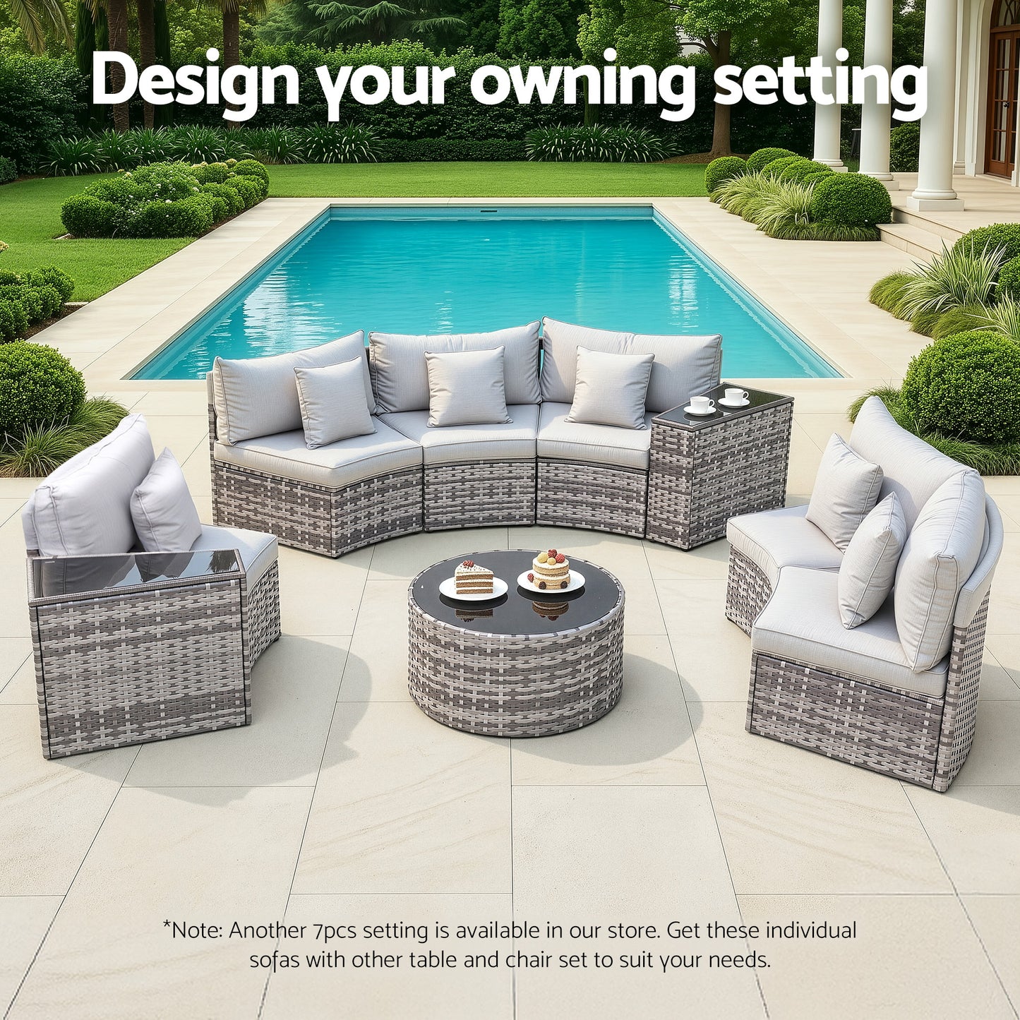 TWSC 2 PCS Outdoor Sofa Set Rattan Modular Chair Garden Patio Furniture Grey