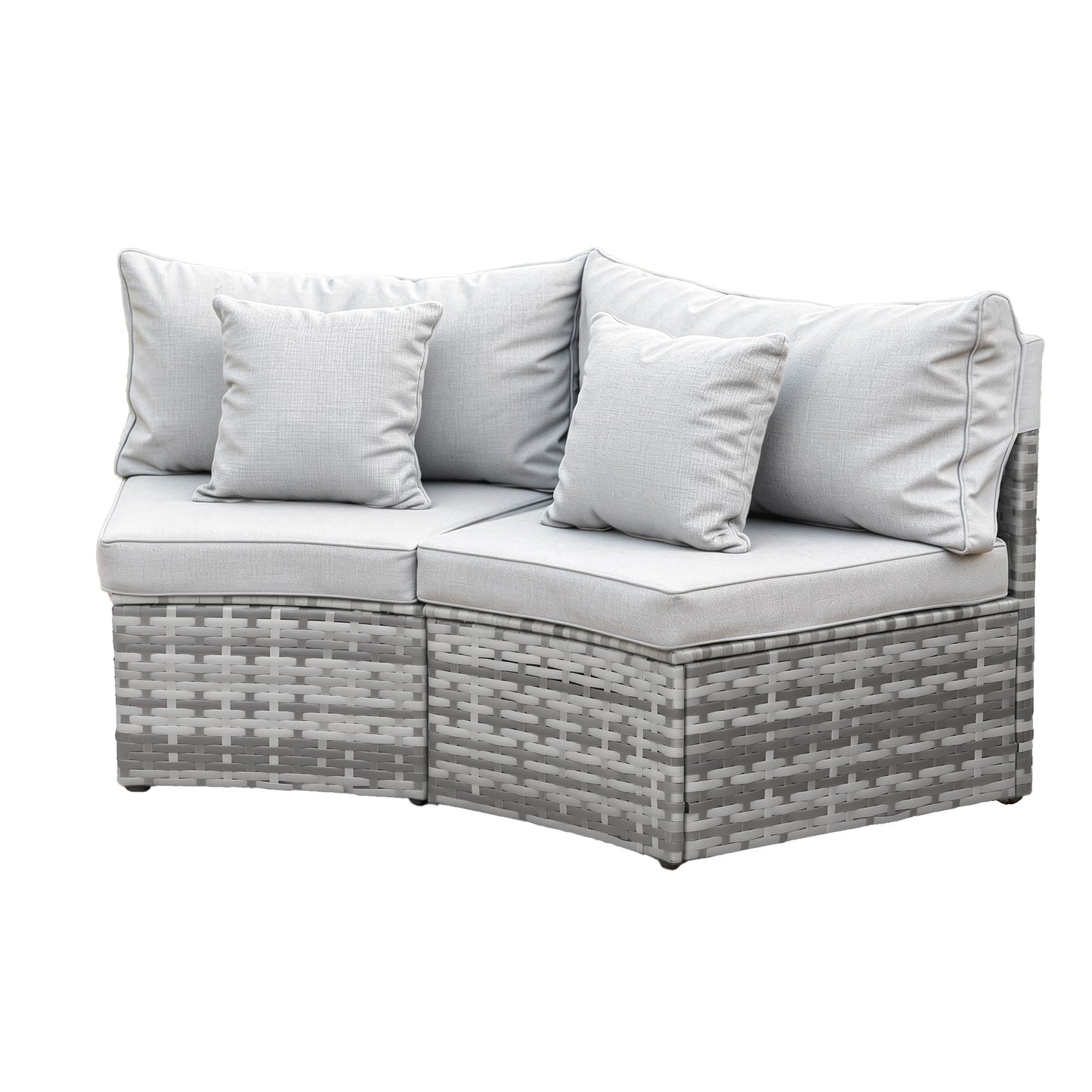 TWSC 2 PCS Outdoor Sofa Set Rattan Modular Chair Garden Patio Furniture Grey
