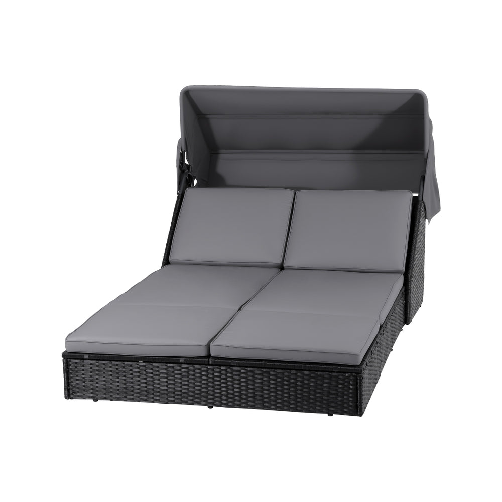 Outdoor Daybed – Adjustable Backrest, Weather-Resistant PE Rattan