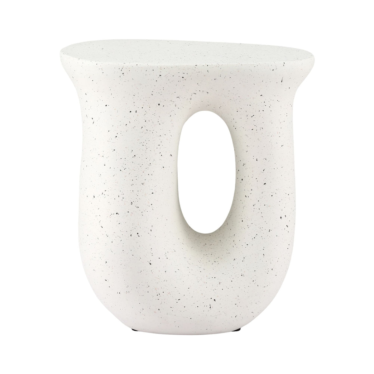 TWSC Arch Outdoor Side Table – White Stone Look — product-only angled view