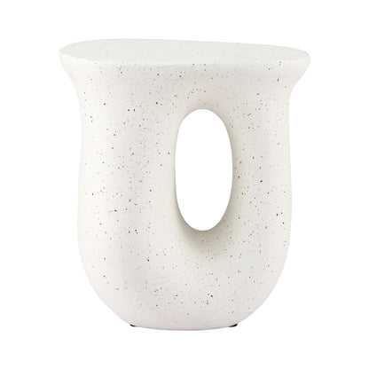 TWSC Arch Outdoor Side Table – White Stone Look — product-only angled view