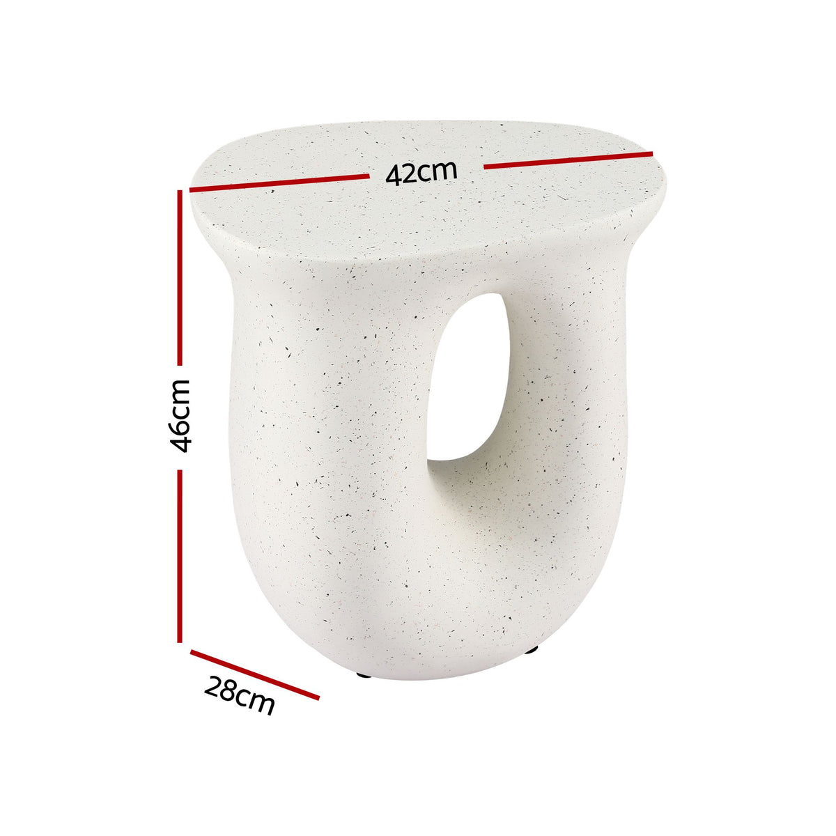 TWSC Arch Outdoor Side Table – White Stone Look — table dimension diagram