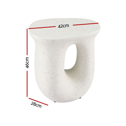 TWSC Arch Outdoor Side Table – White Stone Look — table dimension diagram