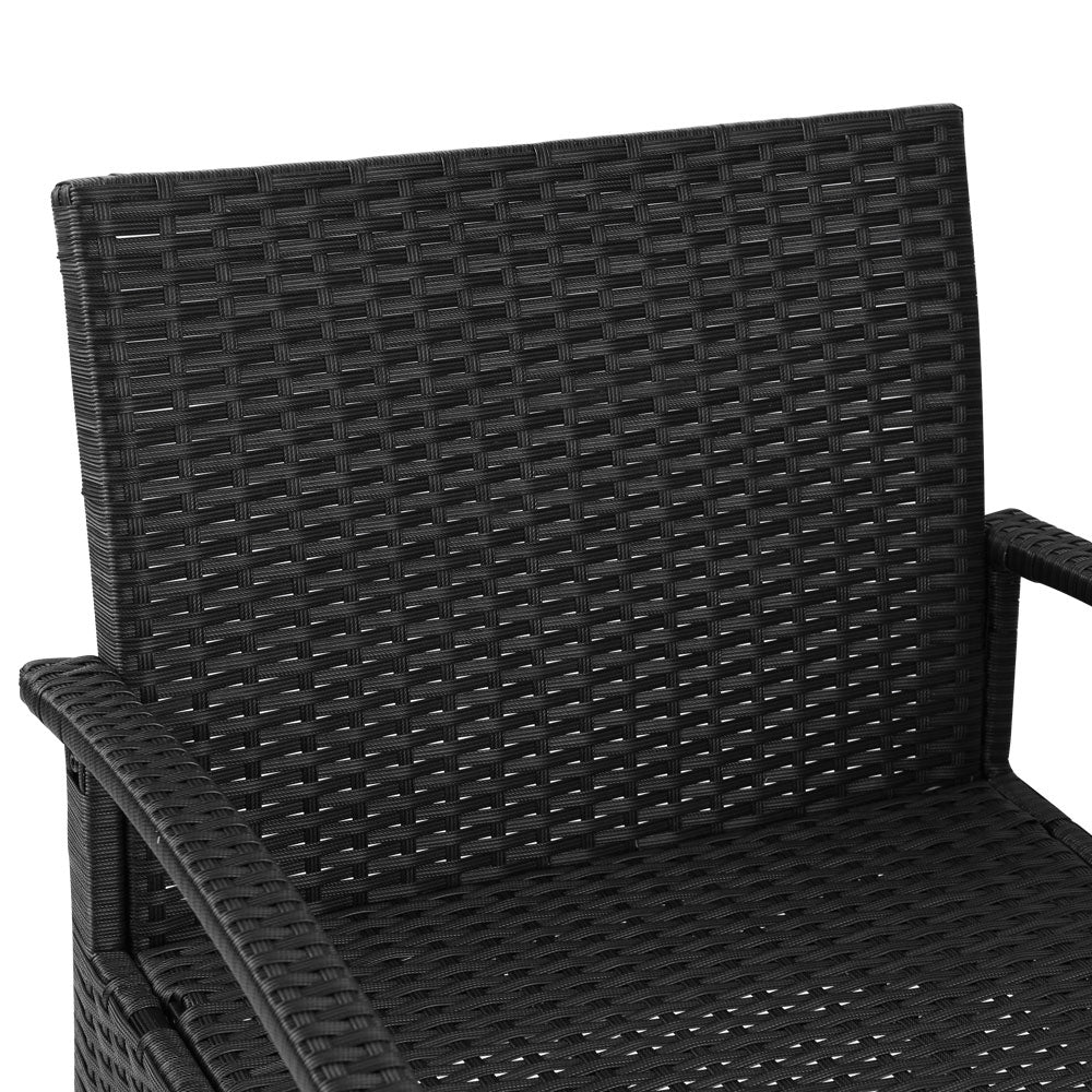 TWSC 3PC Patio Furniture Bistro Set Wicker Outdoor Lounge Setting Black