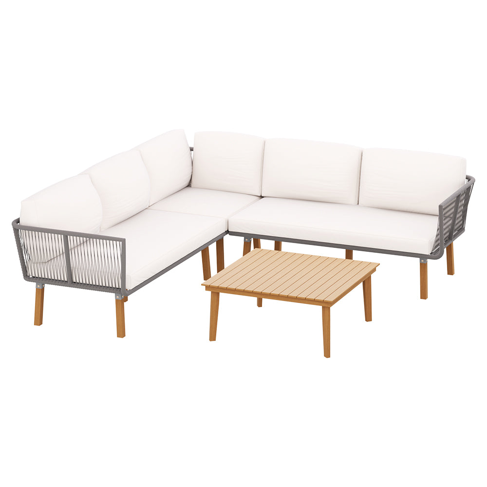 TWSC 5-Seater Outdoor Sofa Set Wooden Lounge Setting Aluminum
