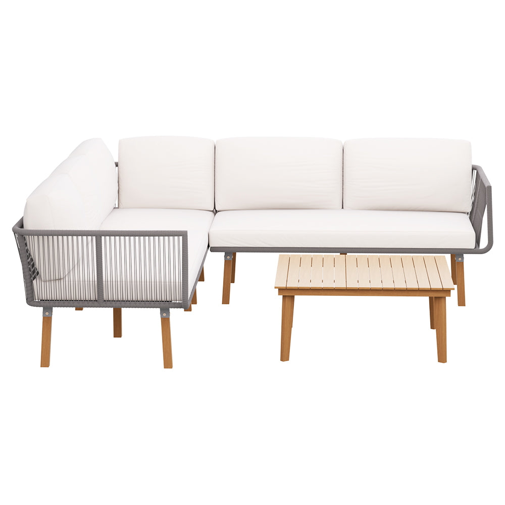 TWSC 5-Seater Outdoor Sofa Set Wooden Lounge Setting Aluminum