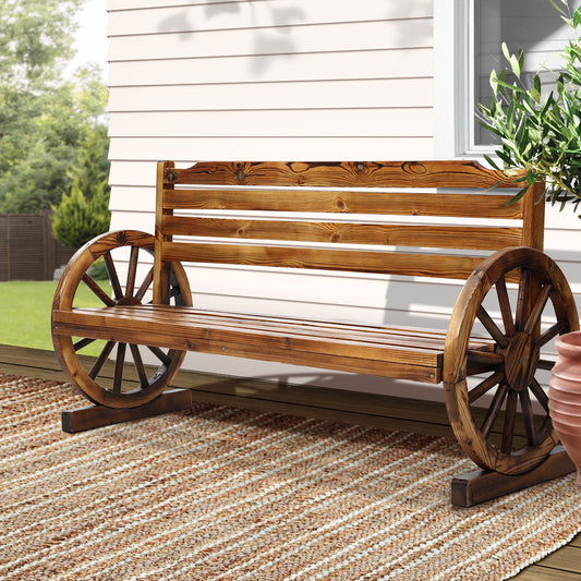 TWSC Outdoor Garden Bench Wooden 3 Seat Wagon Chair Lounge Patio Furniture