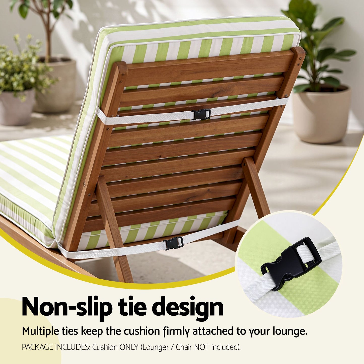 Gardeon Outdoor Chaise Lounge Cushion Lounge Chair Pad Sunbed Mattress Green