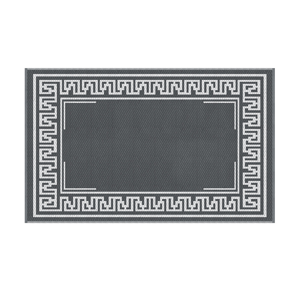 Outdoor Reversible Patio Rug – Weather-Resistant, 152x244cm, Grey Greek Key