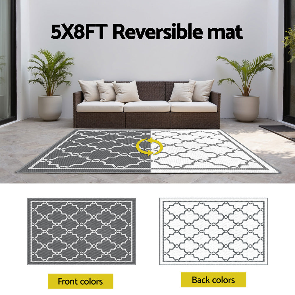 Outdoor Reversible Patio Rug – Weather-Resistant, 152x244cm, Polypropylene