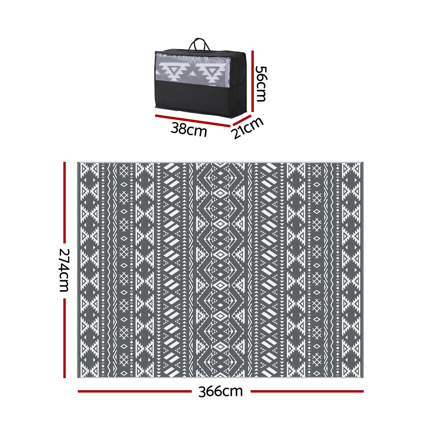 Outdoor Reversible Patio Rug – Dual-Sided, 274x366cm, Polypropylene