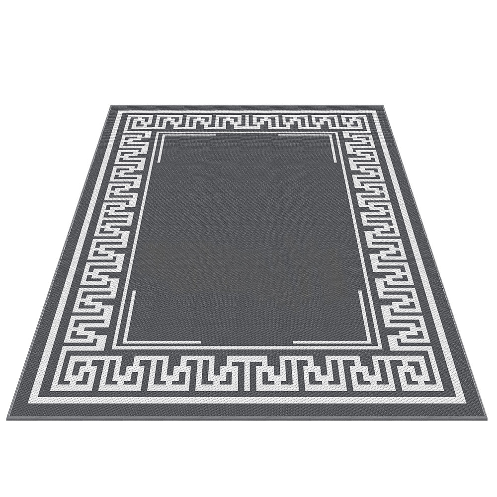 Outdoor Reversible Patio Rug – Weather-Resistant, 274x366cm, Grey Polypropylene