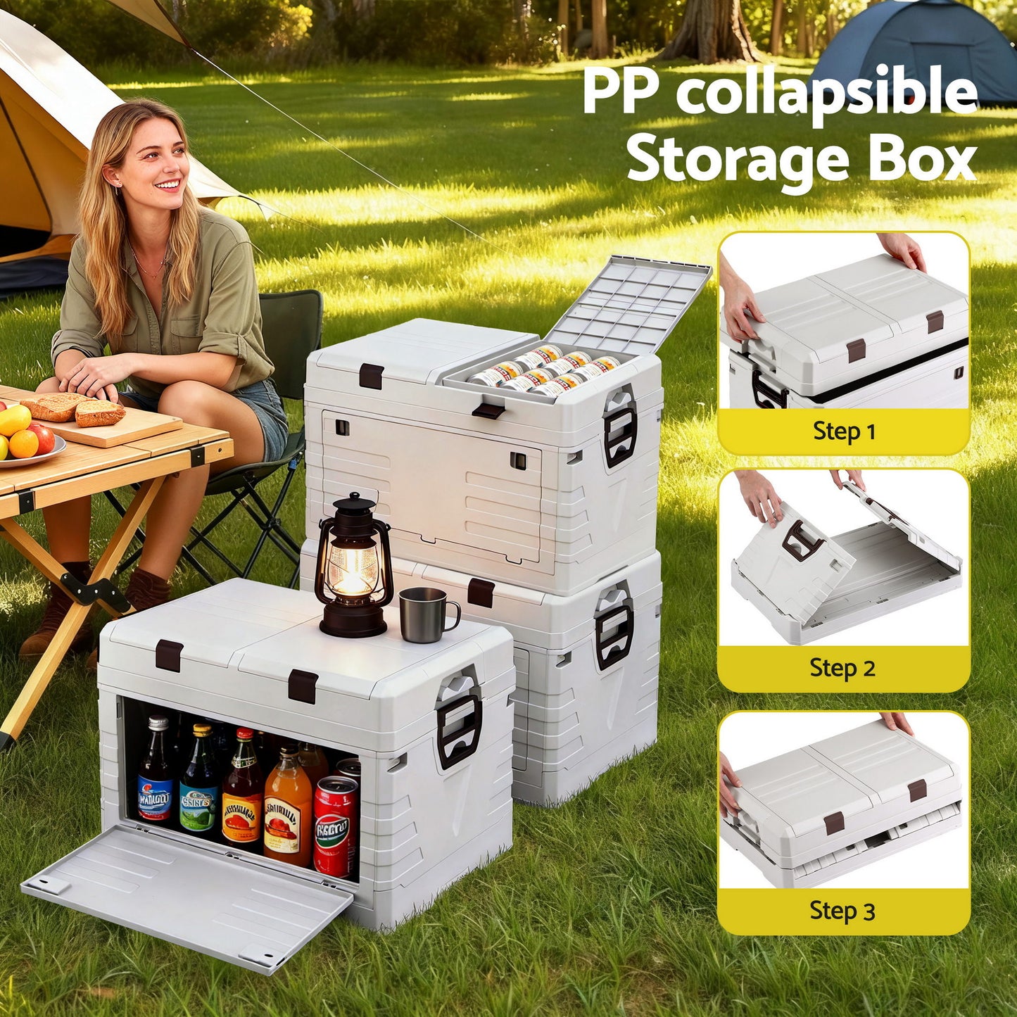 Gardeon 60L Outdoor Storage Box Foldable Camping Collapsible Bins Organizer