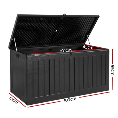 TWSC Outdoor Storage Box 270L Container Lockable Garden Bench Tool Shed Black
