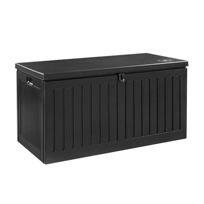 TWSC Outdoor Storage Box 270L Container Lockable Garden Bench Tool Shed Black