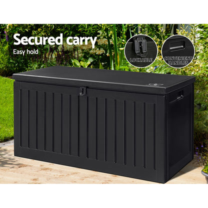 TWSC Outdoor Storage Box 270L Container Lockable Garden Bench Tool Shed Black
