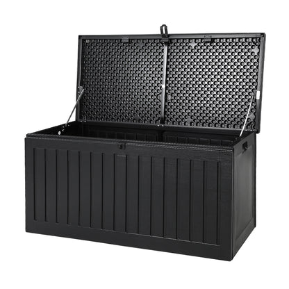 TWSC Outdoor Storage Box 270L Container Lockable Garden Bench Tool Shed Black