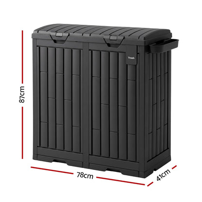 TWSC Outdoor Trash Cans Dual Compartment Trash Can 220L Black
