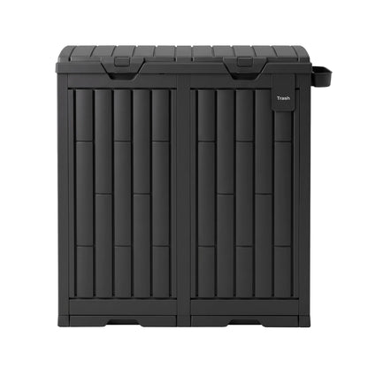 TWSC Outdoor Trash Cans Dual Compartment Trash Can 220L Black
