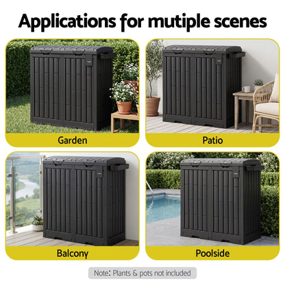 TWSC Outdoor Trash Cans Dual Compartment Trash Can 220L Black