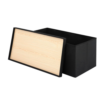 TWSC Storage Ottoman Bench Folding Blanket Box Toy Organiser Foot Stool Black