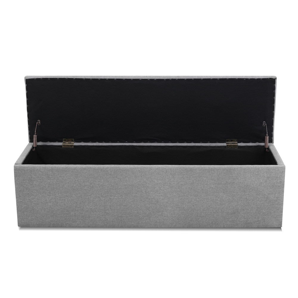 TWSC Storage Ottoman Blanket Box 140cm Linen Grey